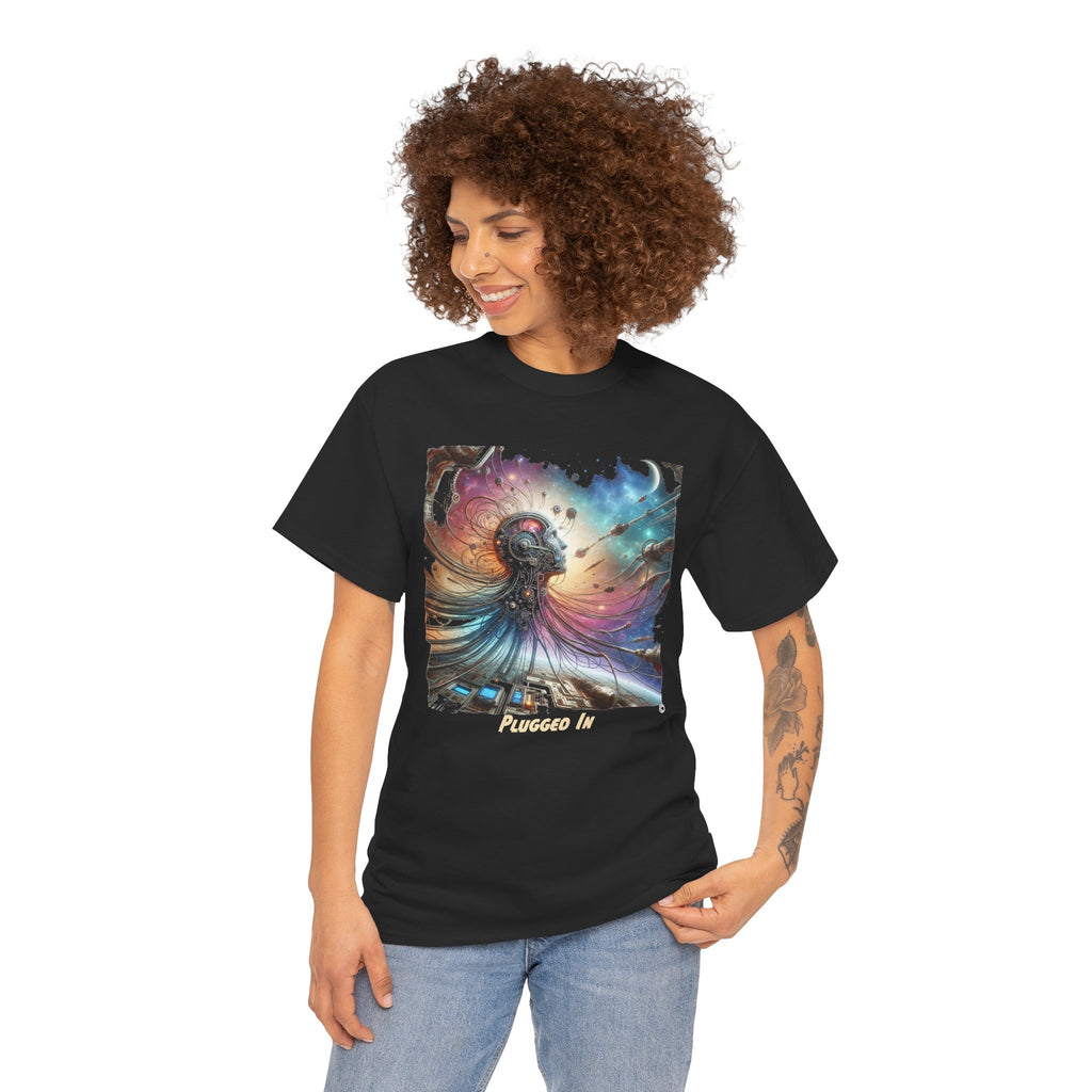 Plugged In - Kryptonite T-Shirt | Cosmic Cyborg Galaxy Graphic Unisex Tee, S-4XL