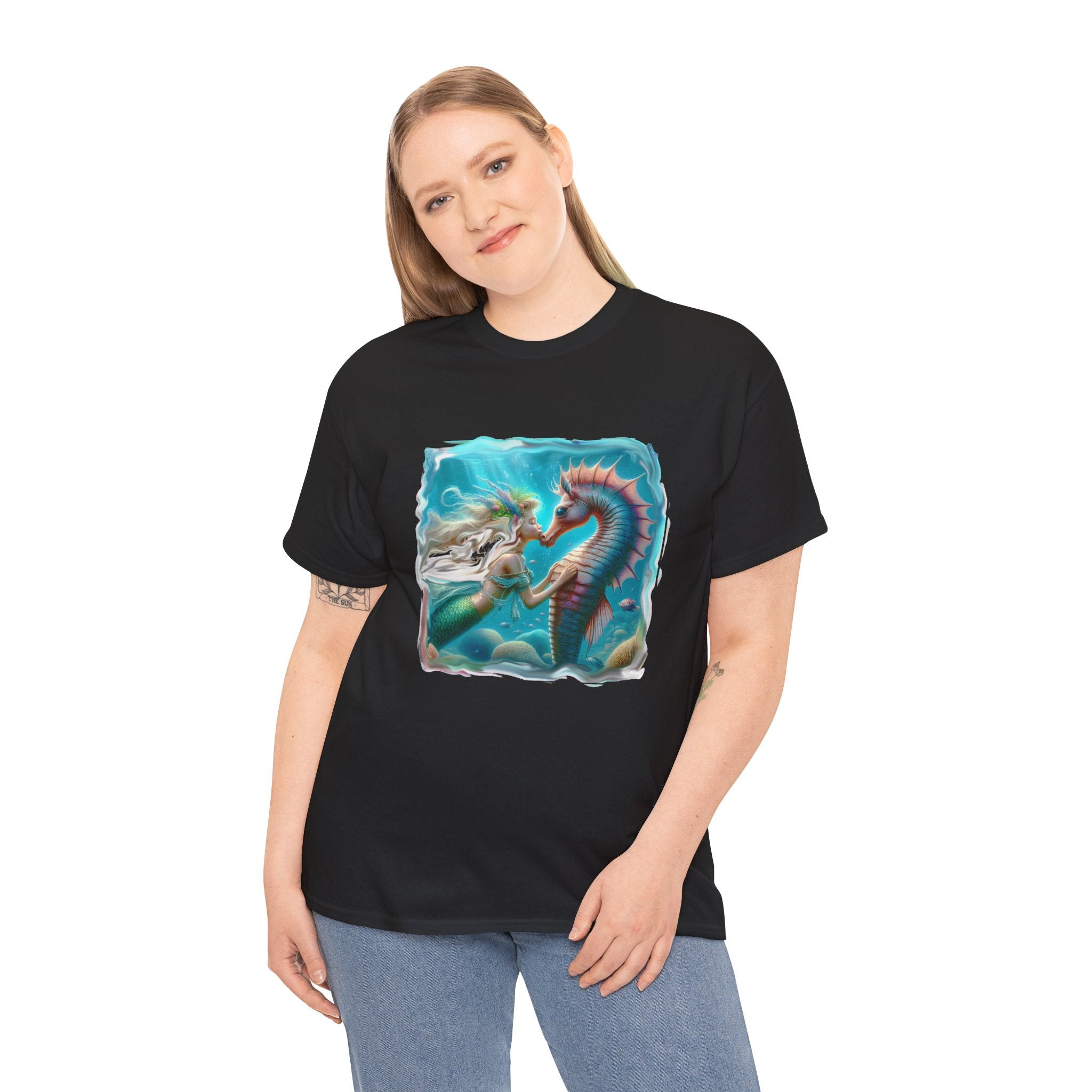 Kissing Seahorse -  Kryptonite T-Shirt | Kryptonite Black Unisex Tee, S-4XL