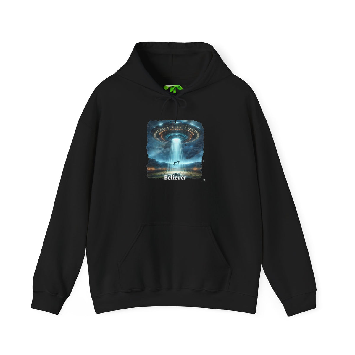 UFO Believer - Kryptonite Hoodie | Kryptonite Black Unisex Tee, S-4XL