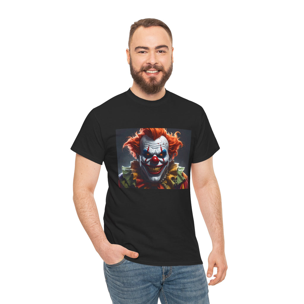 Grinning Evil Killer Clown Horror Gothic T-Shirt | Kryptonite Black Unisex Tee, S-4XL