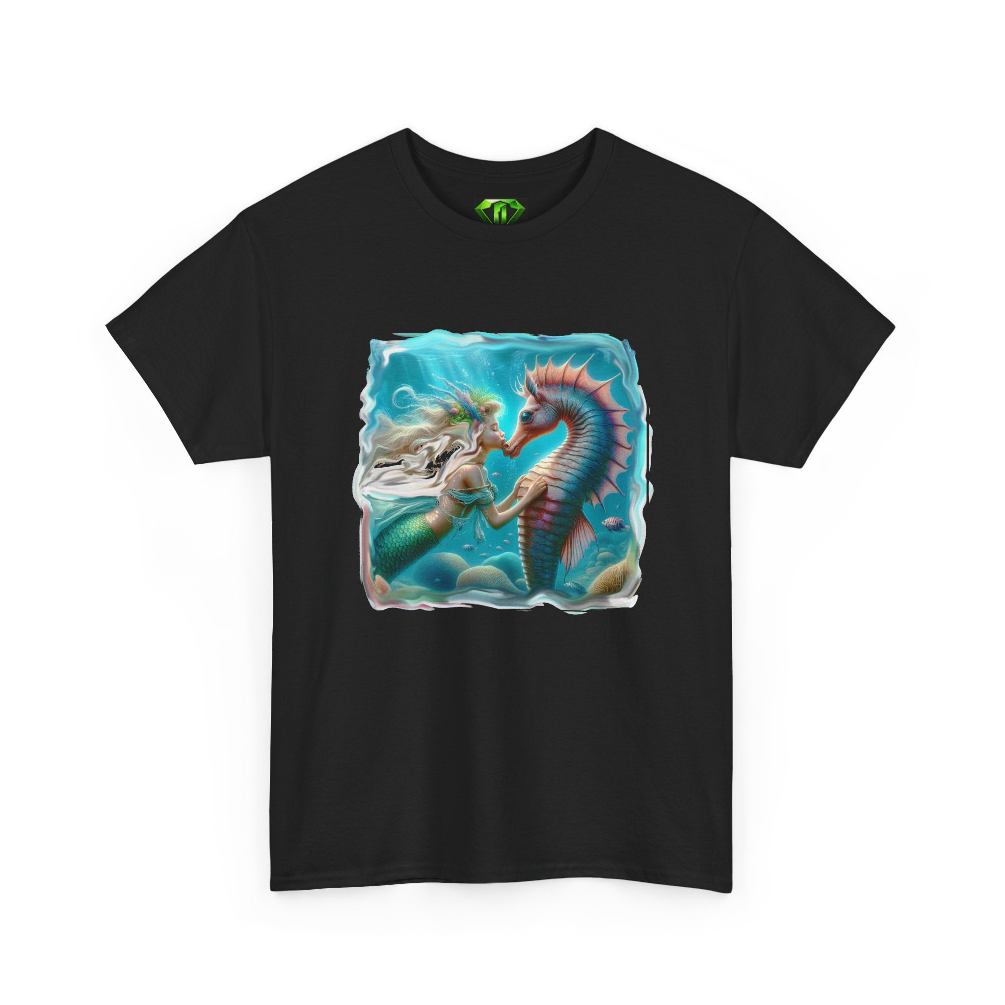 Kissing Seahorse -  Kryptonite T-Shirt | Kryptonite Black Unisex Tee, S-4XL