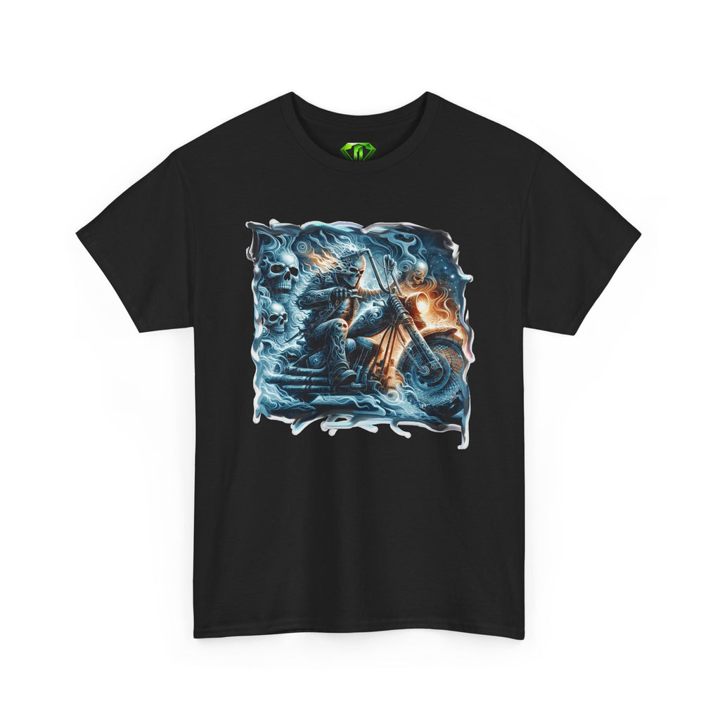 Blue Fire Skull Biker - Kryptonite T-Shirt | Kryptonite Black Unisex Tee, S-4X