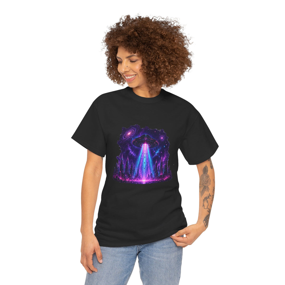 Neon Alien Abductions - Kryptonite T-Shirt | Kryptonite Black Unisex Tee, S-4XL