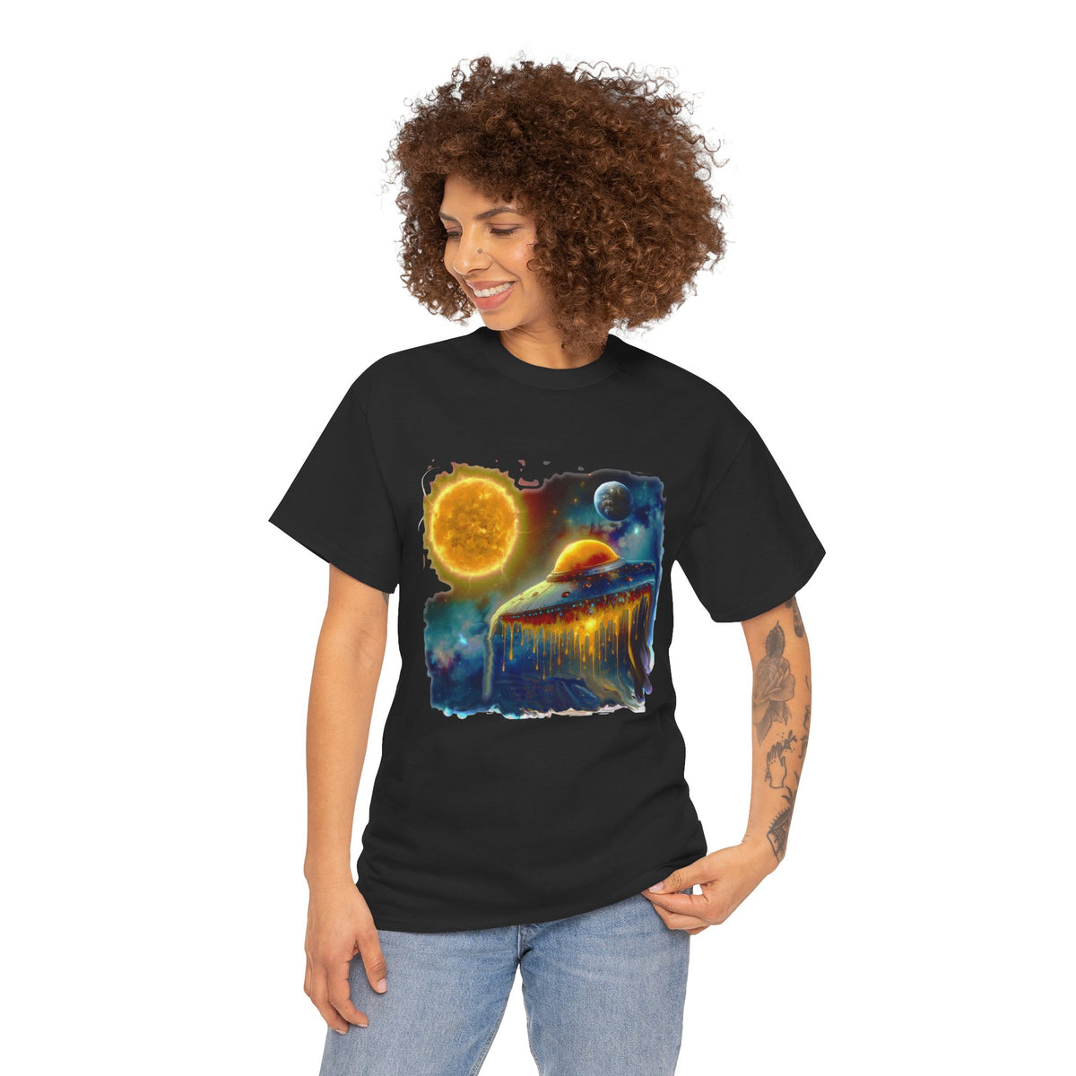 Melting Space Ship - Kryptonite T-Shirt | Kryptonite Black Unisex Tee, S-4XL