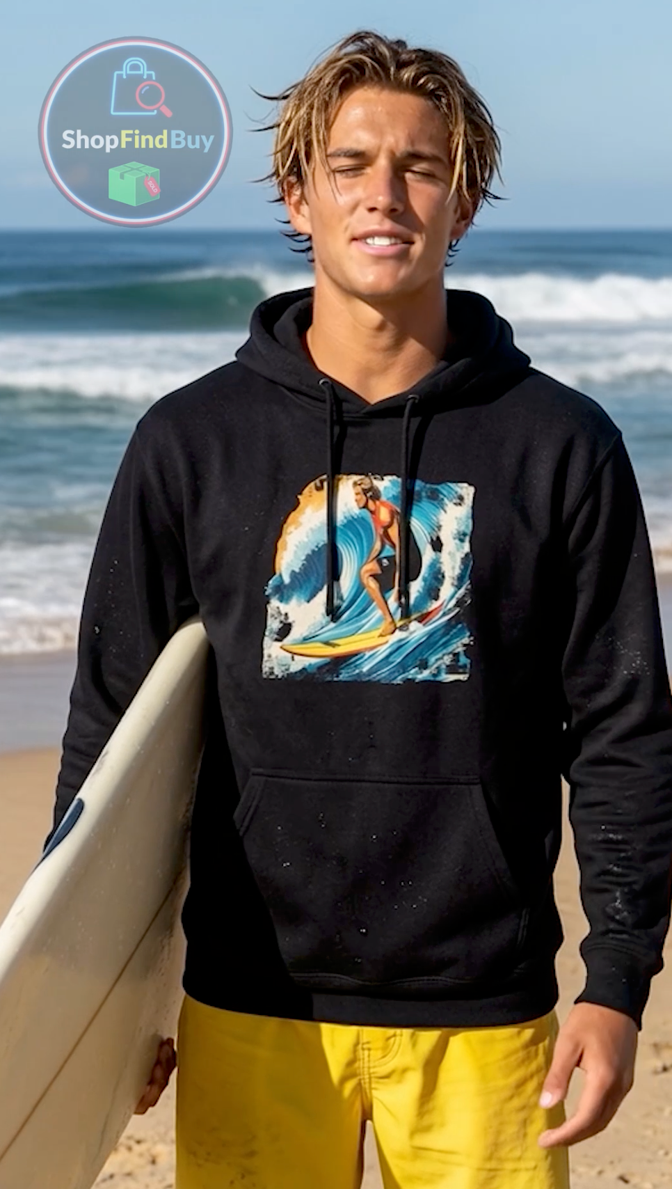 Retro Rider - Surfer Hoodie — Kryptonite Hoodies | Kryptonite Black Unisex Hoodie, S-4XL