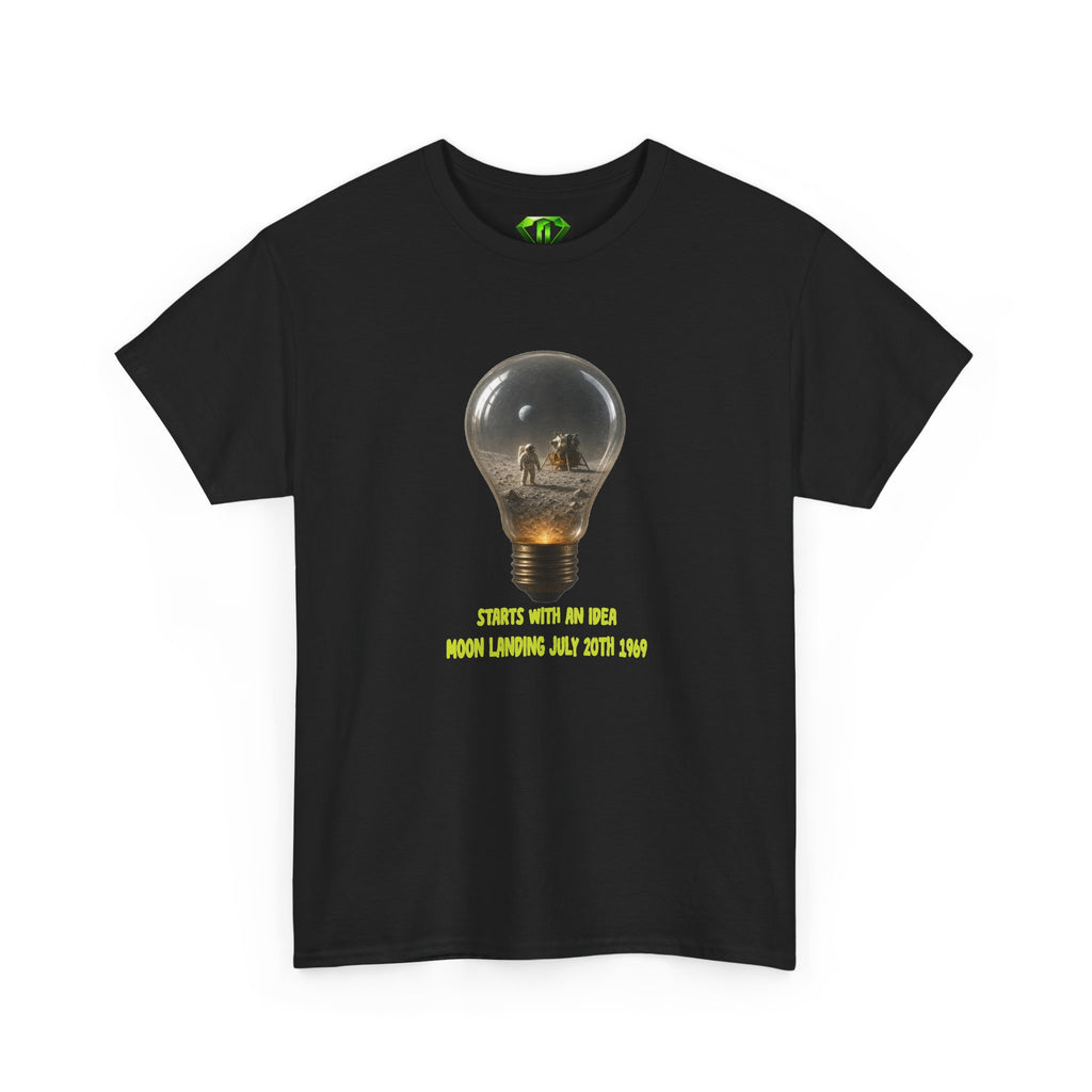 Moon Landing Idea - Kryptonite T-Shirt | Moon Landing Lightbulb Graphic Tee