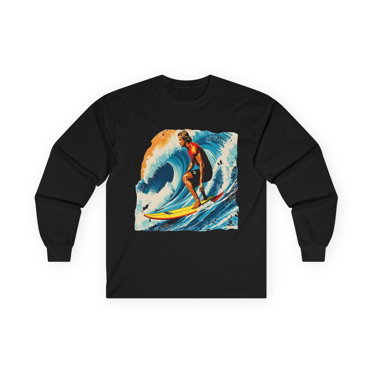 Retro Rider - Surfer Tee — Kryptonite Long Sleeve T-Shirt | Kryptonite Black Unisex Tee, S-4XL