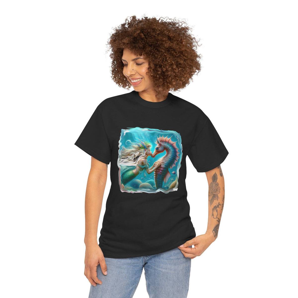 Kissing Seahorse -  Kryptonite T-Shirt | Kryptonite Black Unisex Tee, S-4XL