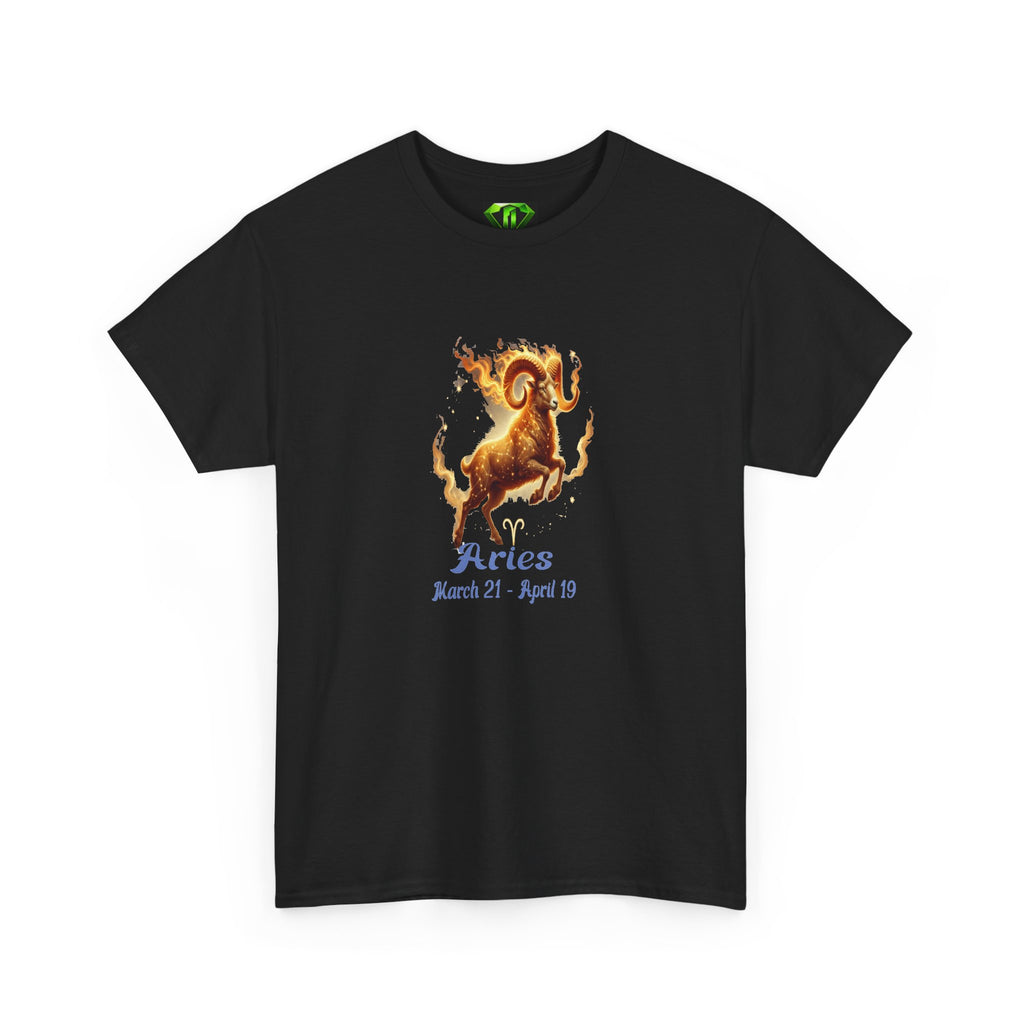 Aries Short Sleeve T-Shirt | Black Unisex t-shirt , 100% Heavy weight Cotton, Small-4XL