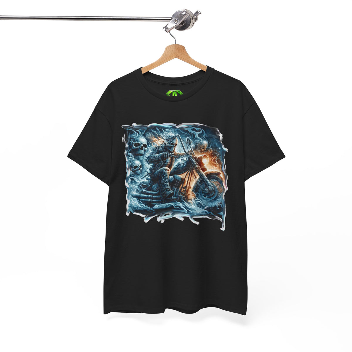 Blue Fire Skull Biker - Kryptonite T-Shirt | Kryptonite Black Unisex Tee, S-4X