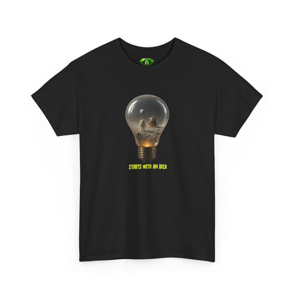 Starts With an Idea - Kryptonite T-Shirt | Moon Landing Lightbulb Graphic Tee
